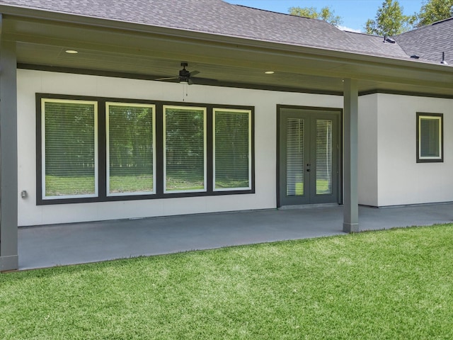 1462 Rd 66114, Dayton, TX 77535 - back of property with roof with shingles, a lawn, a ceiling fan, and a patio area