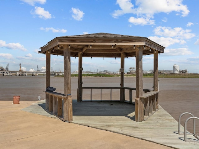 1134 Canal Dr, Surfside Beach, TX 77541 - dock featuring a gazebo and a water view