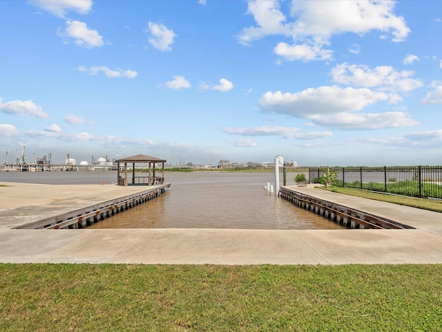 1134 Canal Dr, Surfside Beach, TX 77541 - dock featuring a gazebo and a water view