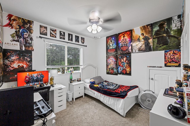 4302 Stoney Heights Ct, Spring, TX 77388 - bedroom featuring light carpet and a ceiling fan