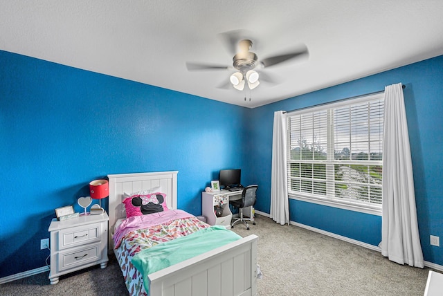 4302 Stoney Heights Ct, Spring, TX 77388 - bedroom with carpet, baseboards, and ceiling fan
