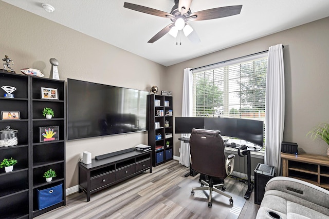 4302 Stoney Heights Ct, Spring, TX 77388 - home office with wood finished floors and ceiling fan