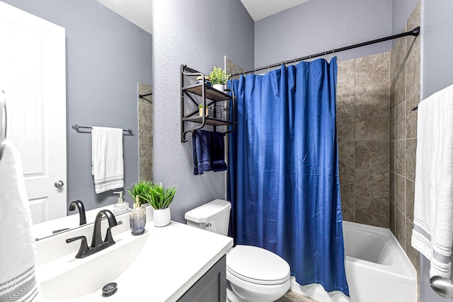 4302 Stoney Heights Ct, Spring, TX 77388 - full bath featuring a textured wall, toilet, vanity, and shower / bath combo
