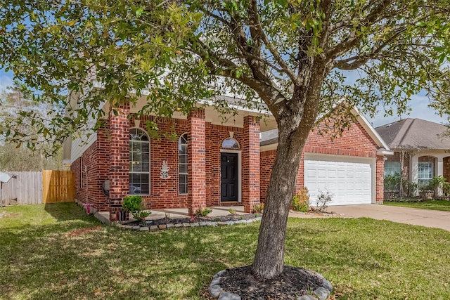 18314 Madisons Crossing Ln, Tomball, TX 77375 - view of front facade featuring brick siding, an attached garage, and concrete driveway