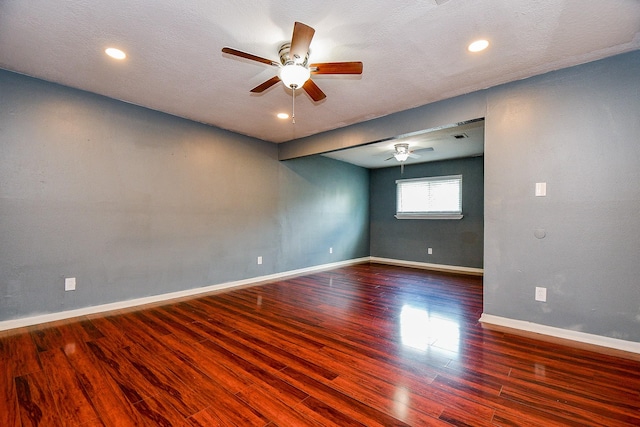 4719 Theall Rd, Houston, TX 77066 - unfurnished room featuring ceiling fan, wood finished floors, baseboards, and recessed lighting