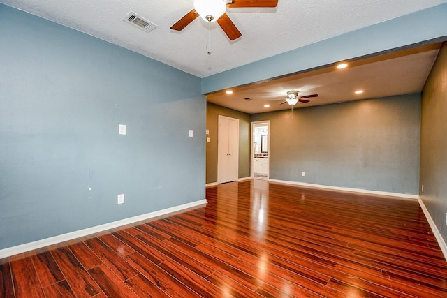 4719 Theall Rd, Houston, TX 77066 - unfurnished room with ceiling fan, wood finished floors, baseboards, and recessed lighting