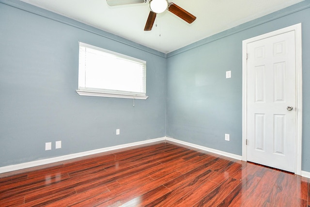 4719 Theall Rd, Houston, TX 77066 - unfurnished room with wood finished floors, a ceiling fan, and baseboards