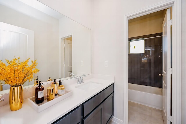 21535 Cypress Trellis Dr, Cypress, TX 77433 - bathroom with vanity, shower / bathtub combination, and tile patterned flooring