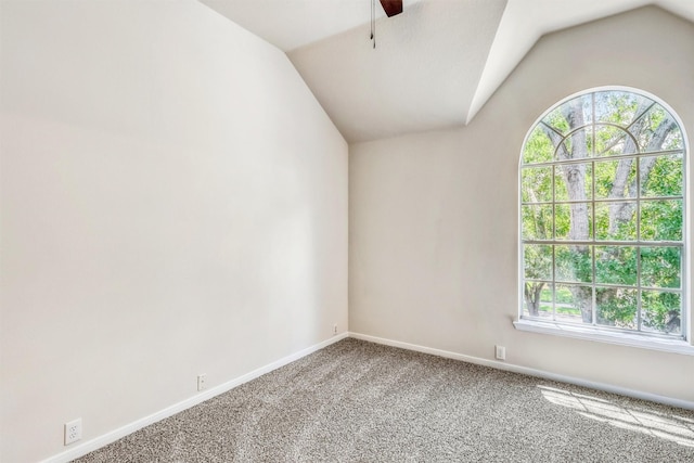 6207 Presidio Canyon Dr, Katy, TX 77450 - carpeted spare room with baseboards, lofted ceiling, and ceiling fan