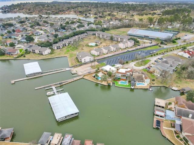 111 Capetown Way, Conroe, TX 77356 - aerial view of property's location with a large body of water and nearby suburban area