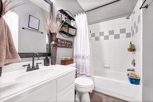 2201 Piney Wood Dr, Deer Park, TX 77536 - bathroom with toilet, shower / tub combo, vanity, and tile patterned flooring