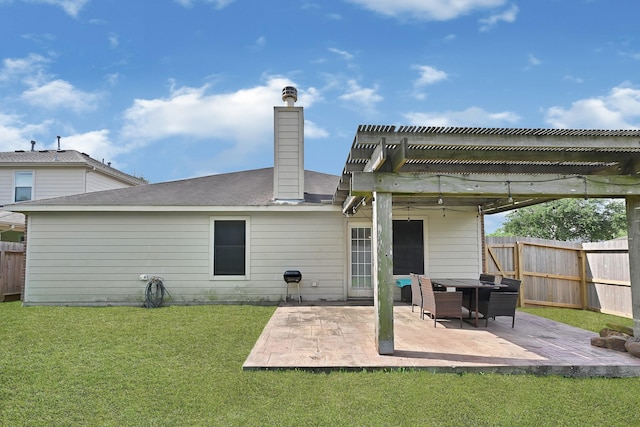 2201 Piney Wood Dr, Deer Park, TX 77536 - rear view of property with a pergola, a chimney, and a patio