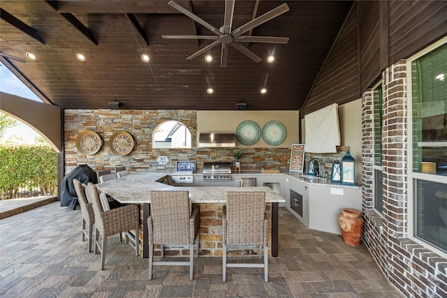 5518 Fleming Rock Ln, Fulshear, TX 77441 - view of patio featuring area for grilling and ceiling fan