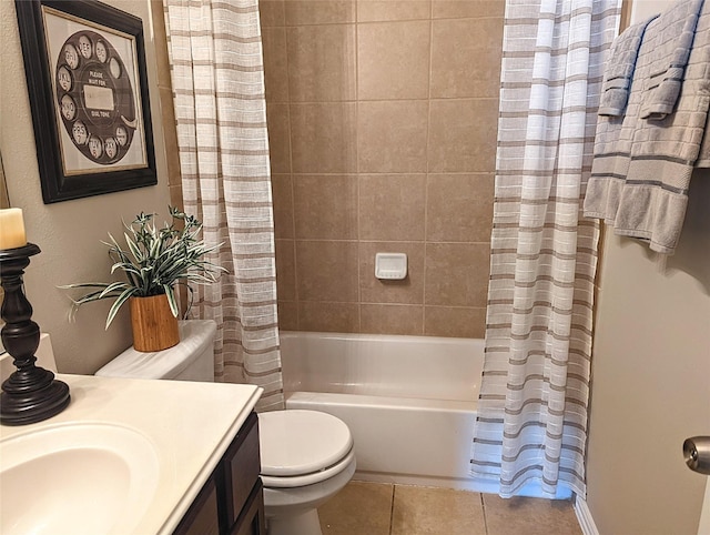 10718 Wall Fern Way, Houston, TX 77034 - bathroom featuring tile patterned floors, shower / tub combo with curtain, toilet, and vanity