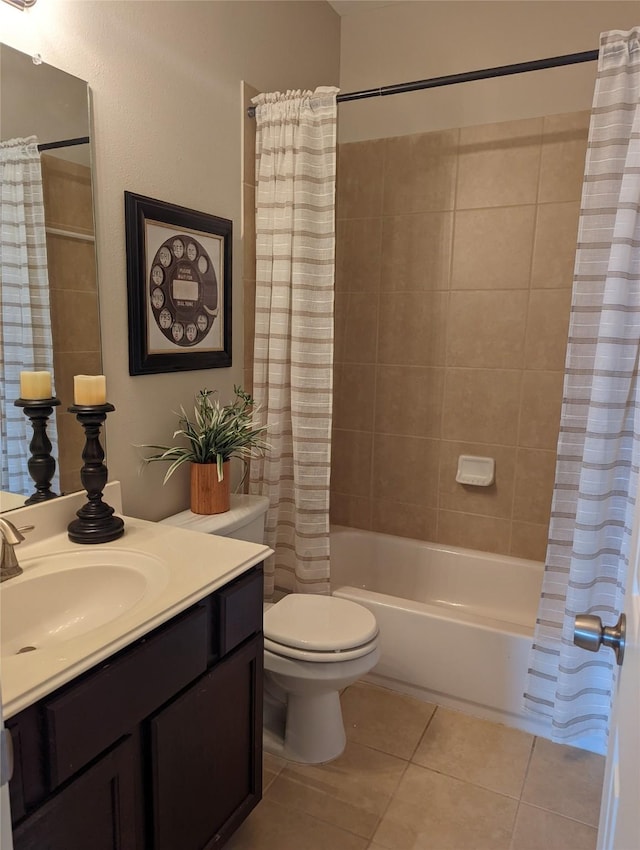 10718 Wall Fern Way, Houston, TX 77034 - bathroom with tile patterned flooring, shower / tub combo, toilet, and vanity