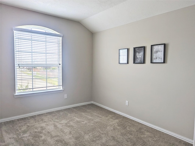 10718 Wall Fern Way, Houston, TX 77034 - empty room with plenty of natural light, carpet floors, vaulted ceiling, and baseboards