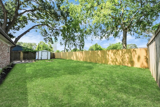 view of yard with a storage unit and an outbuilding