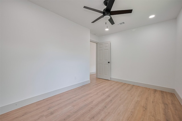 23331 Balthasar St, Spring, TX 77373 - unfurnished room with ceiling fan, light wood-style flooring, baseboards, and recessed lighting