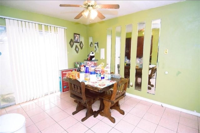 12506 Autumn Leaf Ln, Houston, TX 77072 - dining space featuring ceiling fan, tile patterned flooring, and baseboards