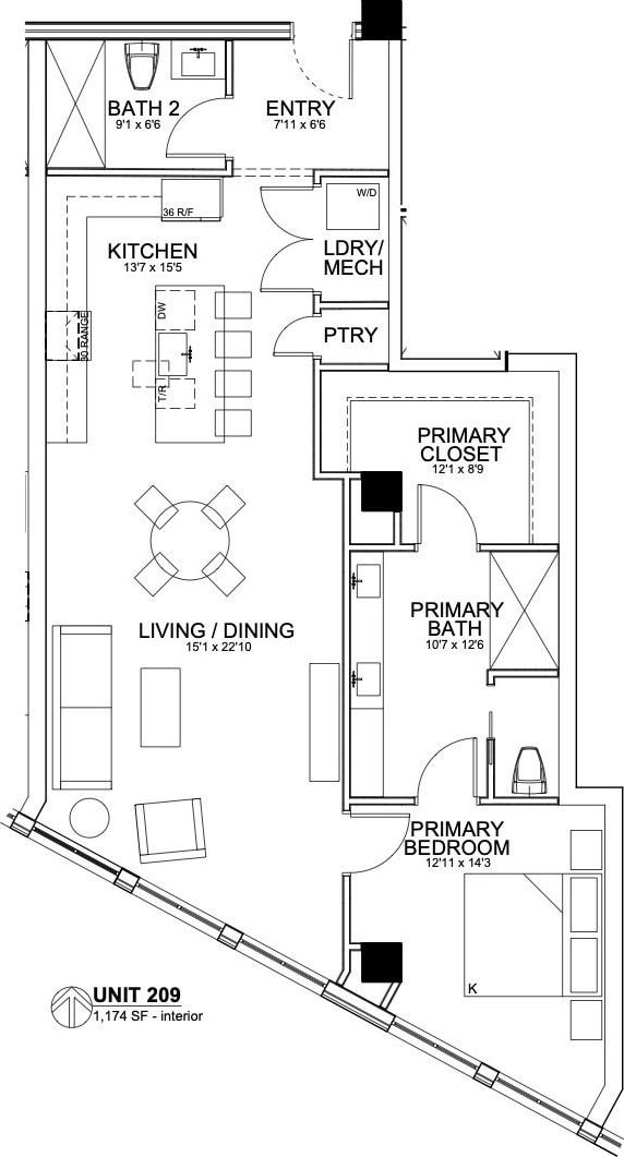 2520 Houston Ave Unit 209, Houston, TX 77009 - property floor plan