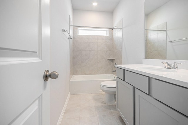 1501 Ashley Ct, Seabrook, TX 77586 - full bathroom featuring toilet, tub / shower combination, vanity, tile patterned floors, and recessed lighting
