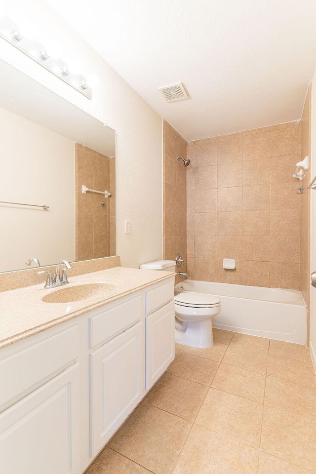 13907 Falling Rain Ct, Cypress, TX 77429 - full bathroom with vanity, shower / tub combination, toilet, and tile patterned flooring