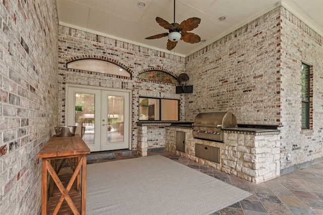3706 Skyoak Ct, Spring, TX 77386 - view of patio with area for grilling, french doors, and a ceiling fan