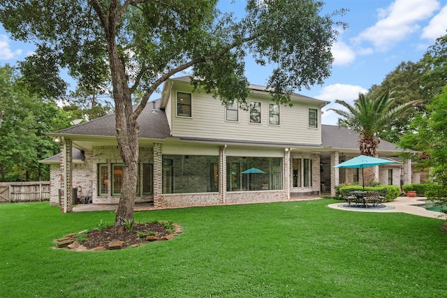 3706 Skyoak Ct, Spring, TX 77386 - rear view of property with a patio, brick siding, and roof with shingles