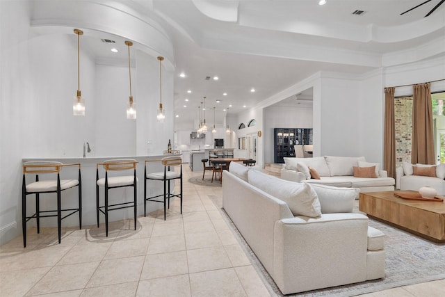 3706 Skyoak Ct, Spring, TX 77386 - living area featuring light tile patterned flooring and recessed lighting