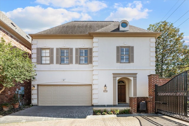 view of front of house featuring an attached garage, driveway, and stucco siding