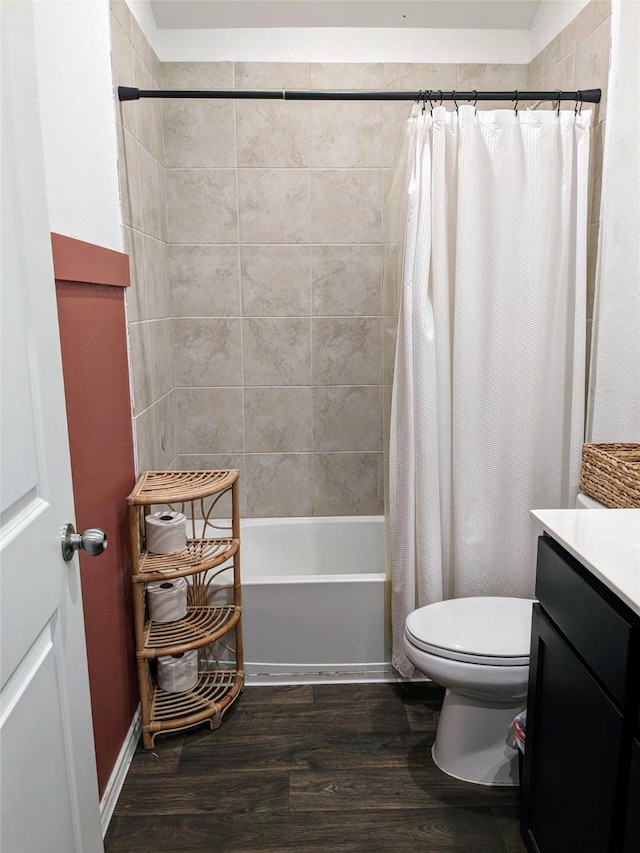 18475 Tenaha Mill Dr, New Caney, TX 77357 - full bath with wood finished floors, shower / tub combo, toilet, and vanity