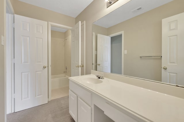 full bath featuring vanity and shower / bathtub combination