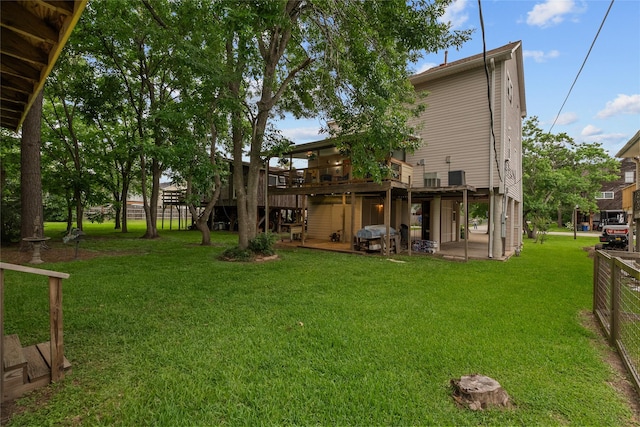 268 Seminole Dr, League City, TX 77565 - view of grassy yard with a wooden deck