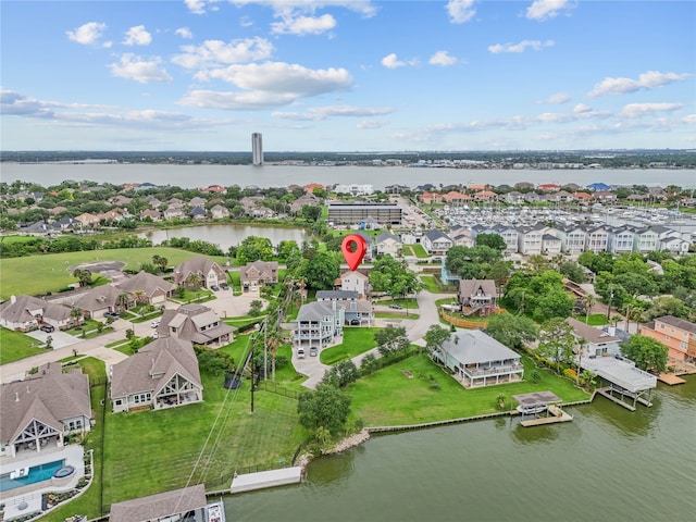 268 Seminole Dr, League City, TX 77565 - aerial perspective of suburban area with a large body of water
