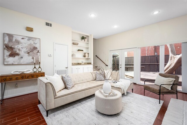 6728 Buffalo Speedway, West University Place, TX 77005 - living area featuring french doors, wood finished floors, recessed lighting, and baseboards