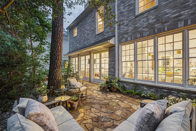 view of patio / terrace featuring outdoor lounge area and french doors