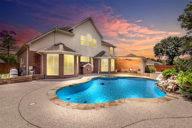 14406 Concord Grv, Houston, TX 77084 - view of pool with a patio, a fenced backyard, and a pool with connected hot tub