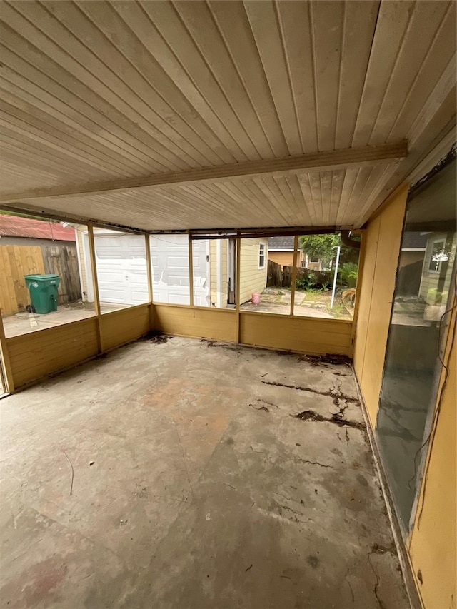 view of unfurnished sunroom