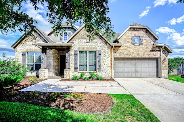 6315 Asbury Brook Ct, Katy, TX 77493 - craftsman inspired home featuring stone siding, concrete driveway, and a garage