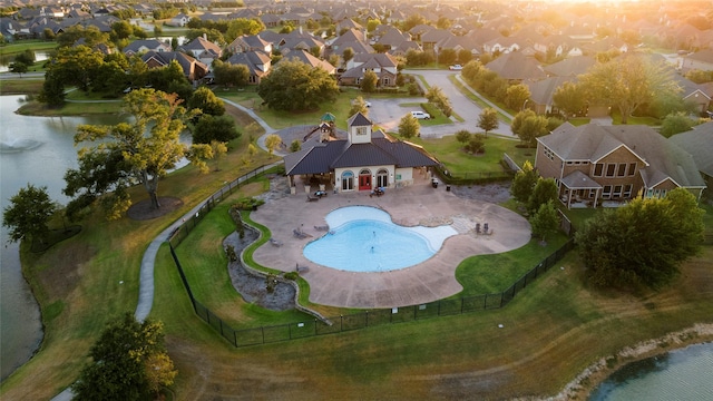 6315 Asbury Brook Ct, Katy, TX 77493 - aerial perspective of suburban area with a nearby body of water and a pool area
