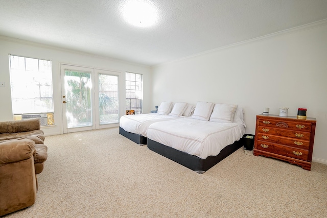 11810 Braesridge Dr, Houston, TX 77071 - bedroom featuring crown molding, access to outside, carpet, and cooling unit