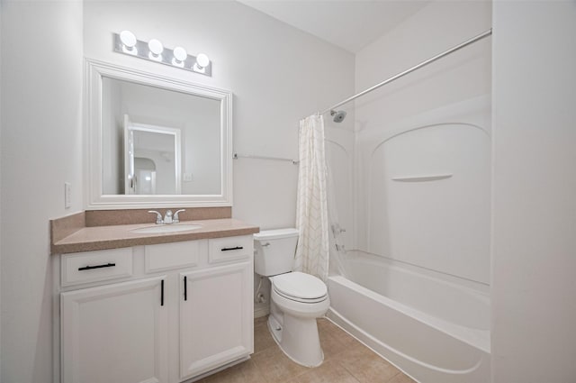 4142 Regal Stone Ln, Sugar Land, TX 77479 - full bathroom with toilet, vanity, shower / tub combo, and tile patterned floors