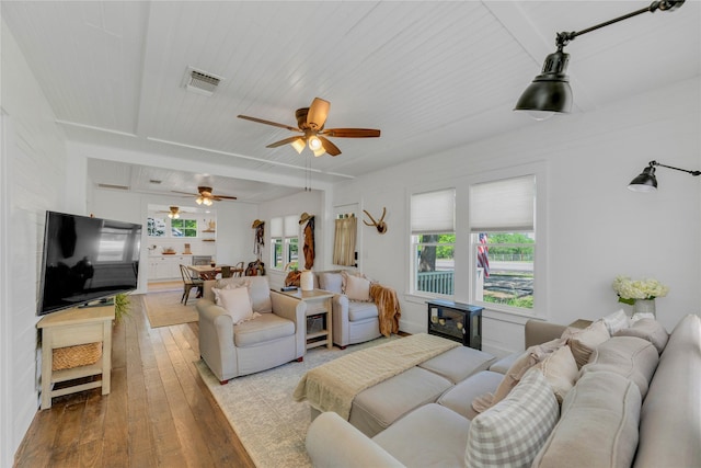 6020 State Highway 159, La Grange, TX 78945 - living room featuring plenty of natural light, hardwood / wood-style floors, and ceiling fan