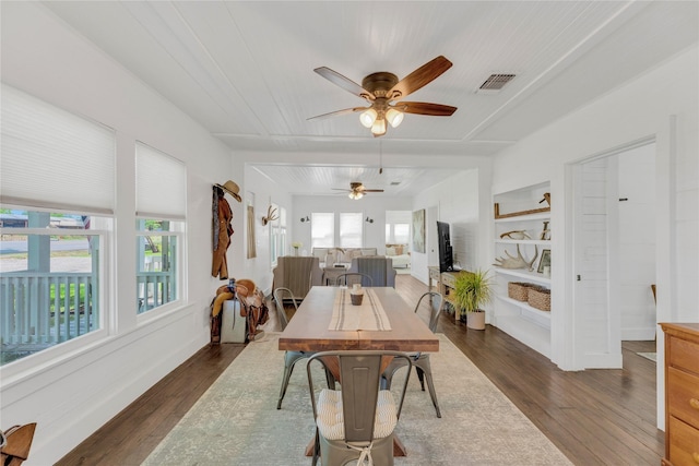 6020 State Highway 159, La Grange, TX 78945 - dining room featuring ceiling fan and dark wood finished floors