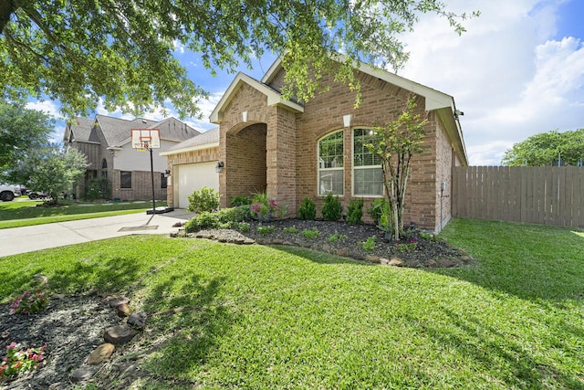 12019 Eagle Ridge Dr, Dayton, TX 77535 - traditional-style home featuring brick siding, a garage, and concrete driveway