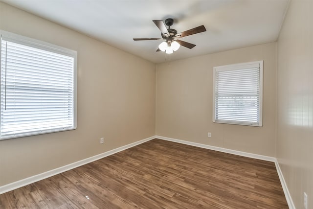 6738 Underhill St, Houston, TX 77092 - empty room featuring wood finished floors, ceiling fan, and baseboards
