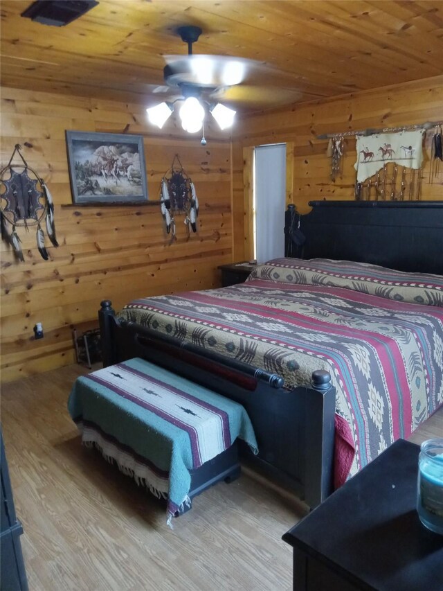21825 Raven Tree Ct, Porter, TX 77365 - bedroom with wood finished floors, wood ceiling, and wooden walls