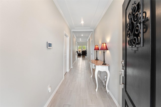 19011 Whistling Duck Dr, Cypress, TX 77433 - hall featuring ornamental molding and baseboards