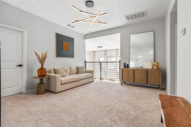 8811 Sandhill Crane Rd, Baytown, TX 77521 - carpeted living area featuring a chandelier