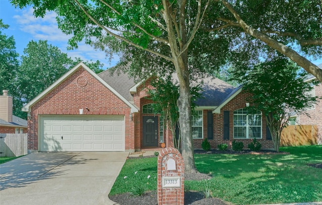 13313 Enchanted Way Dr, Montgomery, TX 77356 - traditional home featuring brick siding, concrete driveway, a garage, and roof with shingles
